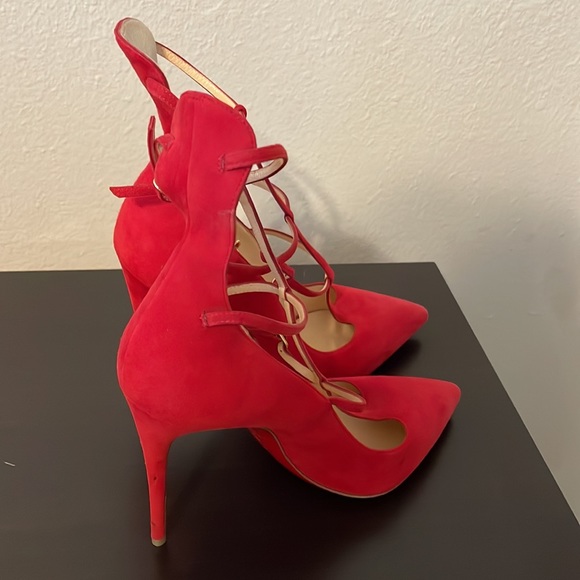 Louboutin Toerless Muse 38 Suede Red Triple Strap - Picture 9 of 9
